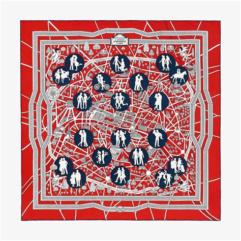 hermes les nouveaux amoreuse paris scarf silk|HERMES Silk Les Nouveaux Amoureux de Paris Scarf 90.